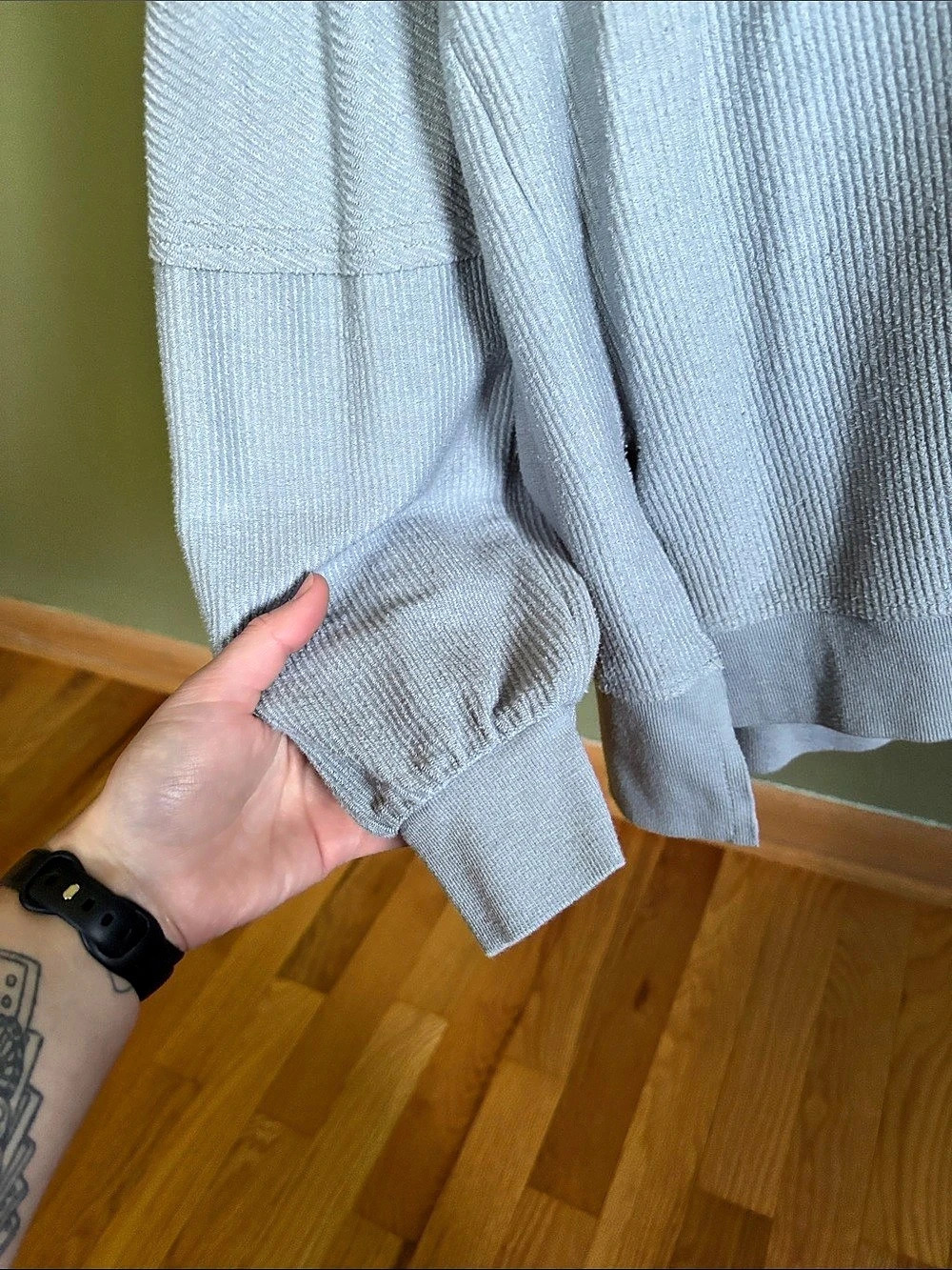 Thread & Supply Ribbed Snap Henley Blue Small - Picture 6 of 6